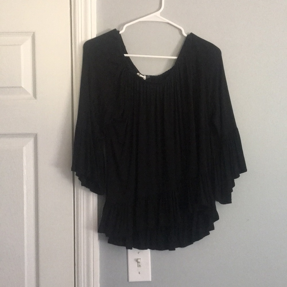 Black off the shoulder ruffle top
